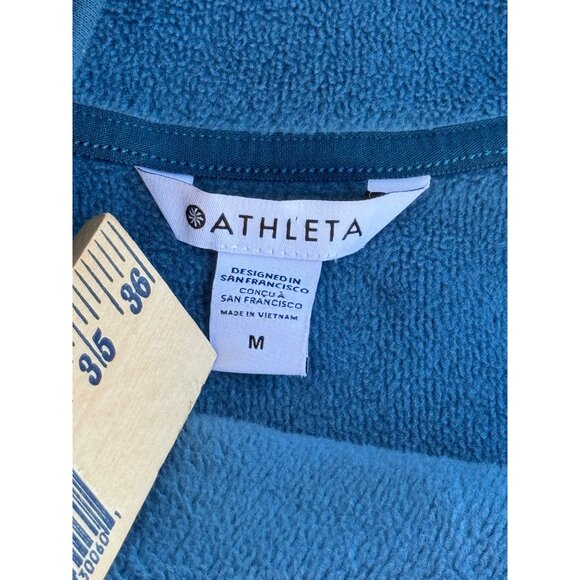 Athleta Women's Medium Blue Asymmetrical Zip Fleece Pullover - Picture 5 of 9